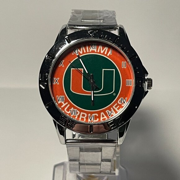 Miami Hurricanes NCAA Team Logo Men's Stainless-Steel Watch NEW - Picture 8 of 9
